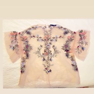 Zara embroidered mesh top